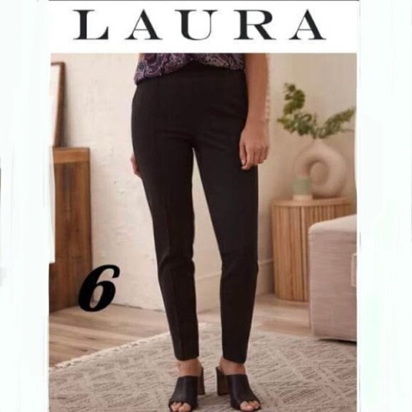 NWT - Laura, Ladies Slim Leg Pull-On Stretchable Pant In Gray. Size: 6 - Picture 2 of 15